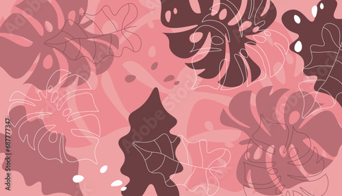 Modern exotic jungle plants illustration pattern. Creative collage contemporary floral seamless pattern. Fashionable template for design.