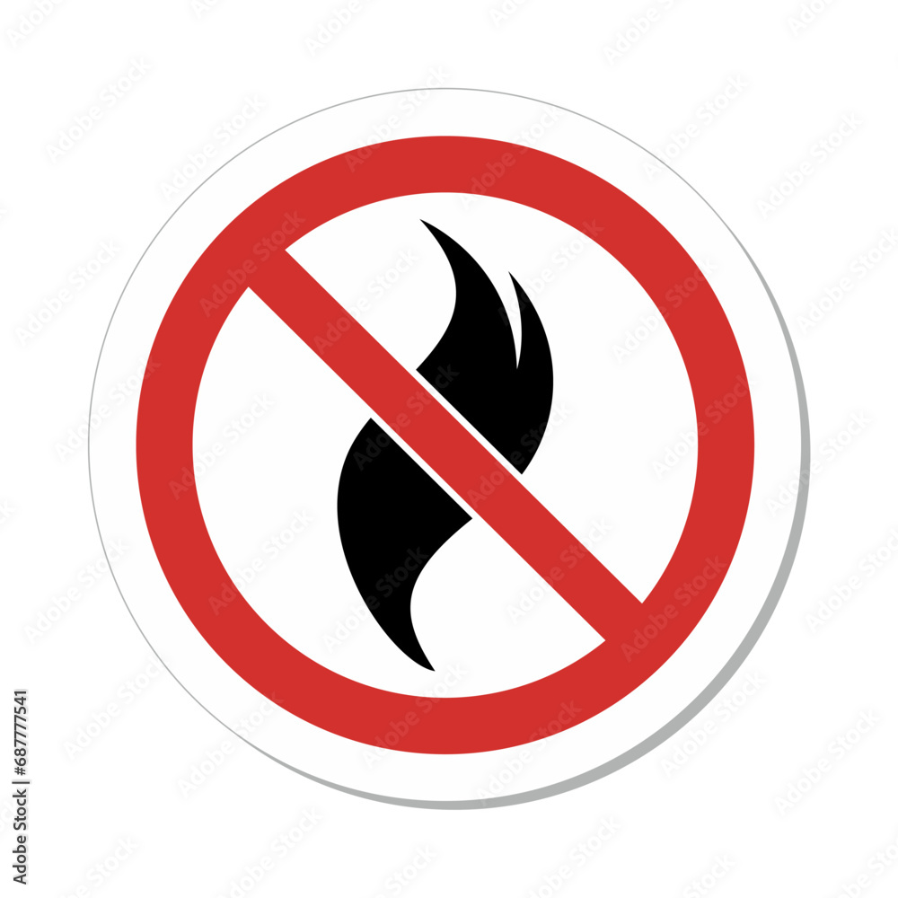 ISO Prohibition Sign: No Open Flame Symbol ISO Prohibition Sign: No Open Flame Symbol