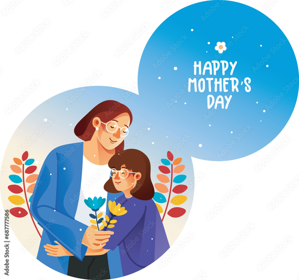Mother Hugging her Daughter on Mother's Day Mother Hugging her Daughter on Mother's Day