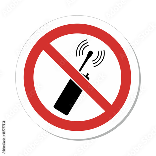 ISO Prohibition Circular Sign: No Mobile Phones Or Transmitters Symbol