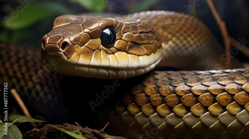 king cobra - Ophiophagus hannah, poisonous, grass background