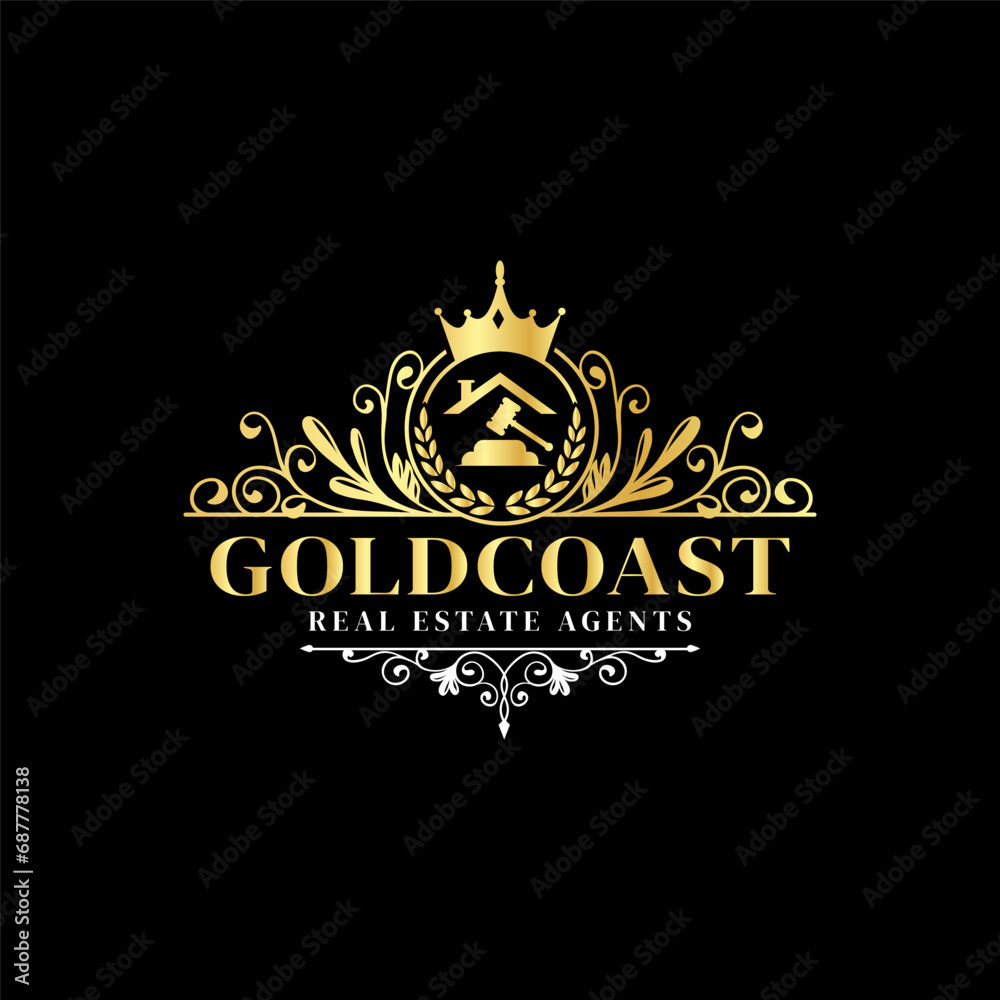 GoldCast Real Estate Agents Property logo design icon element vector GoldCast Real Estate Agents Property logo design icon element vector