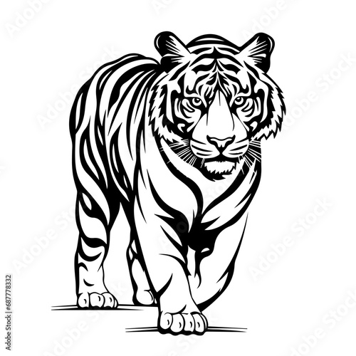 Bengal Tiger Logo Monochrome Design Style