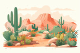 view of cactus painting in the desert