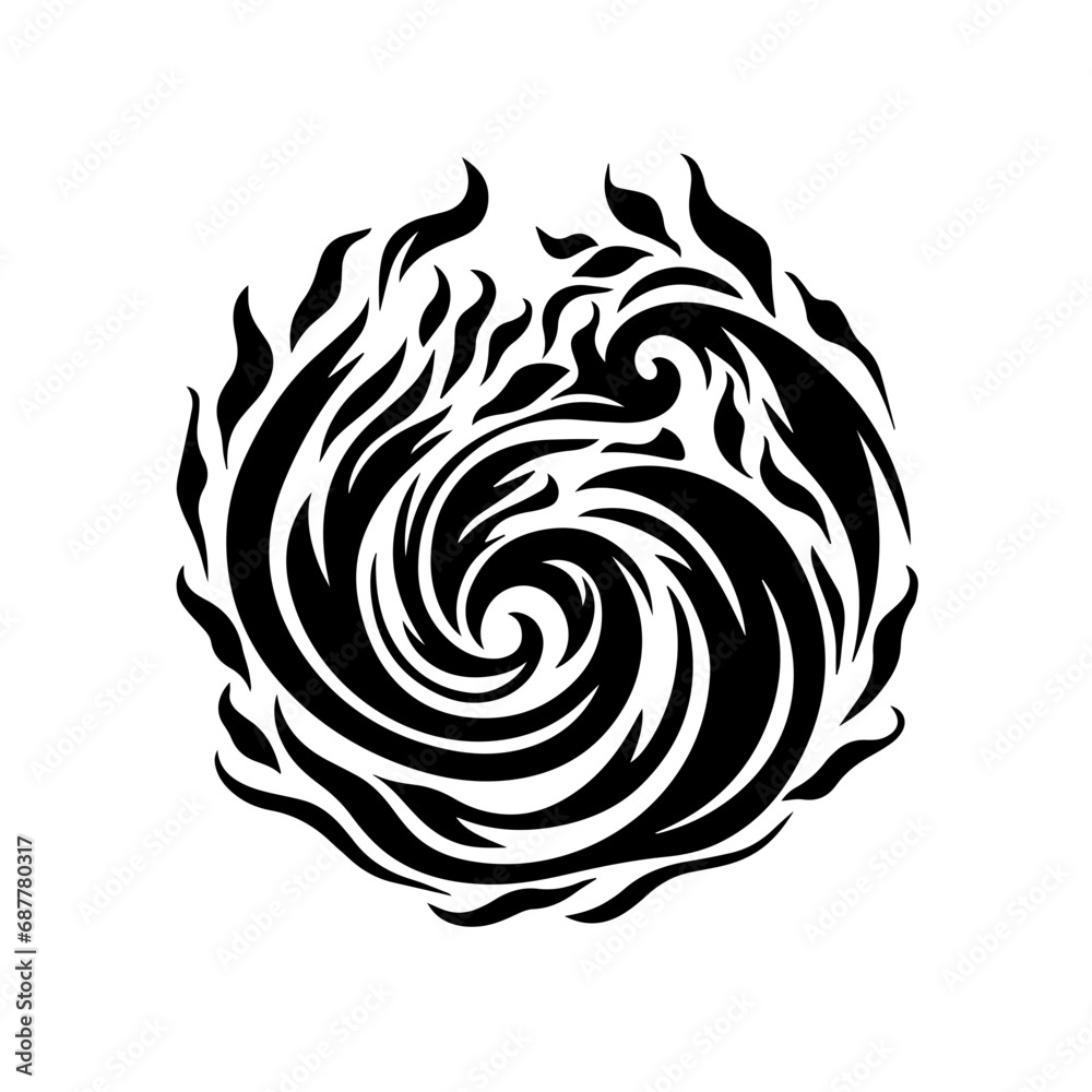 Fire Ring Logo Monochrome Design Style