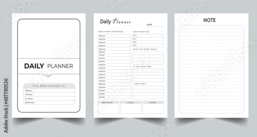 Daily Planner KDP interior  Printable Template Design Vector illustration.