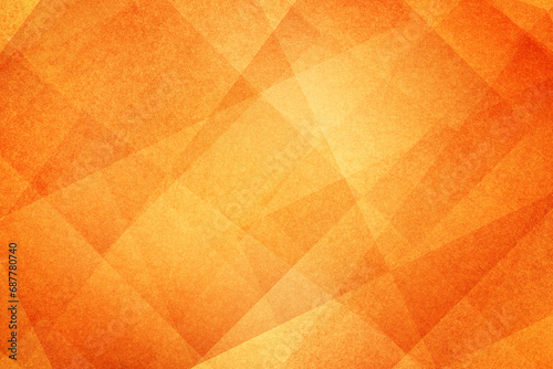 modern abstract orange background design with layers of textured white transparent material in triangle diamond and squares shapes in random geometric pattern