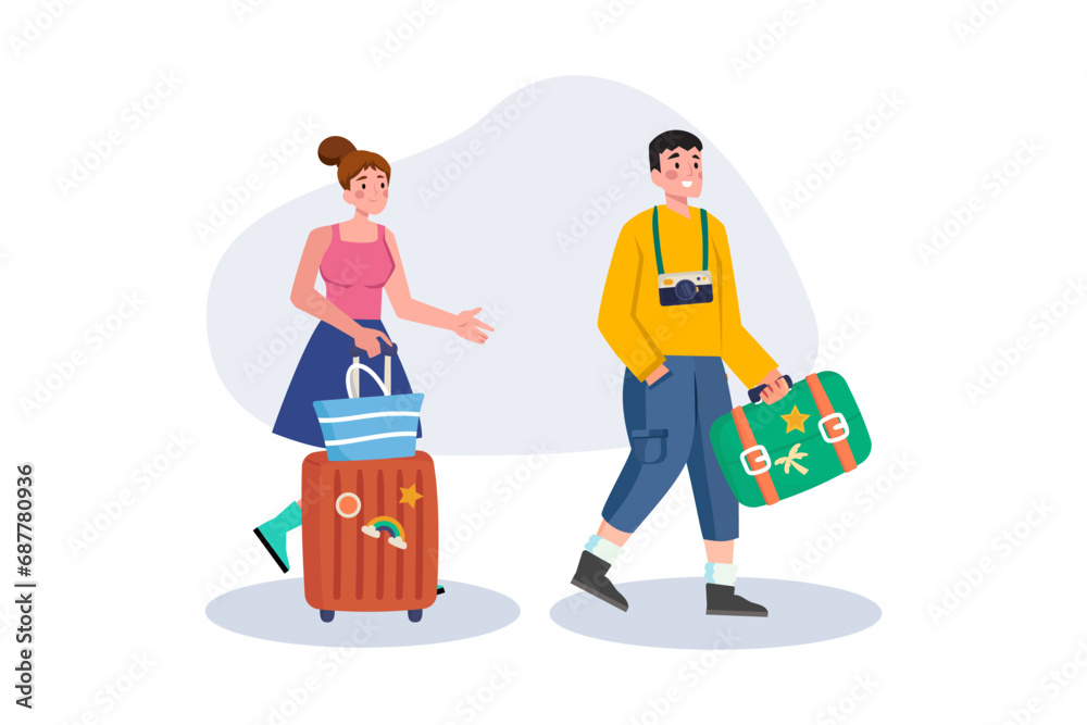 Fototapeta premium Travelling People characters Illustration concept on white background