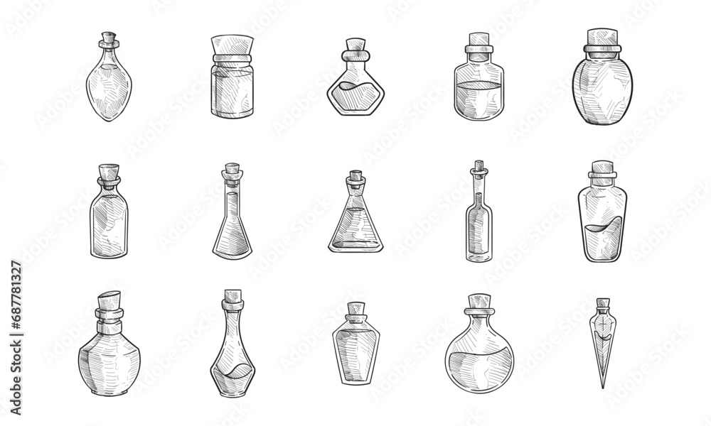 potion handdrawn collection - obrazy, fototapety, plakaty 