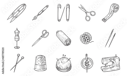 sewing equipment handdrawn collection