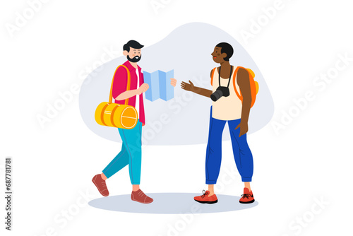 Travelling People characters Illustration concept on white background
