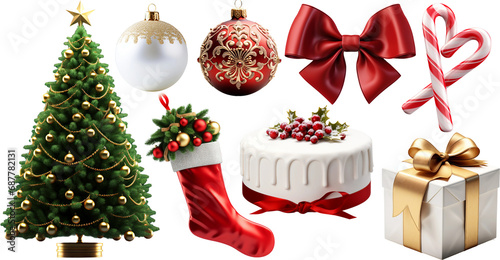 christmas tree with gifts and decorations