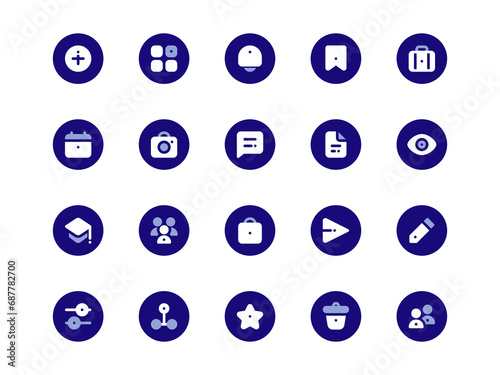 User Interface Icon Pack Circular Filled Style. Material Icon Collection, Perfect for Websites, Landing Pages, Mobile Apps, and Presentations. Suitable for UI UX.