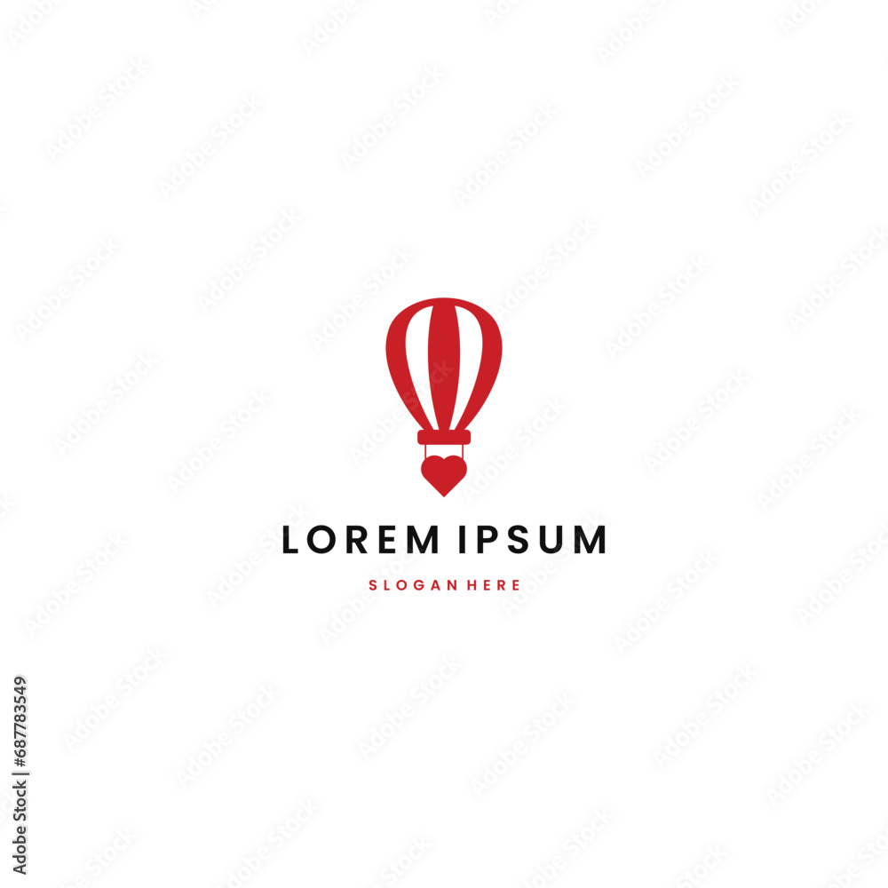 Journey of love logo design modern concept, hot air balloon combine with heart icon Journey of love logo design modern concept, hot air balloon combine with heart icon