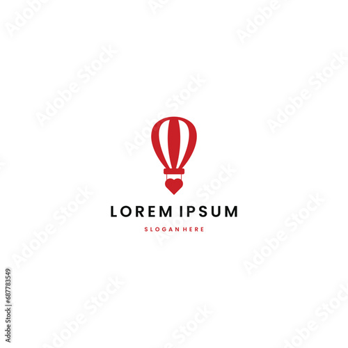 Journey of love logo design modern concept, hot air balloon combine with heart icon