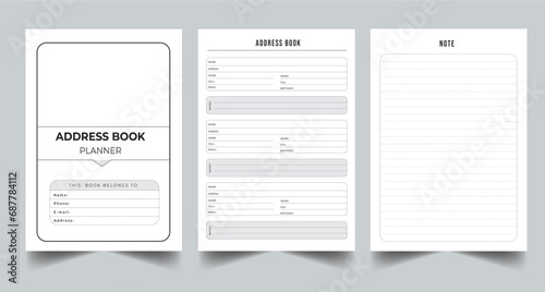 Editable Address Book Planner Kdp Interior printable template Design. photo