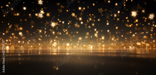 golden stars and bokeh lights background