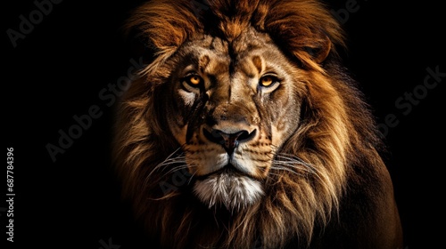 Lion king isolated on black , Portrait Wildlife animal © Faisal Ai