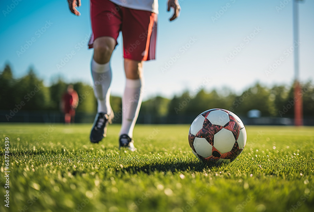soccer player's foot kicks the ball, Ai generated Images