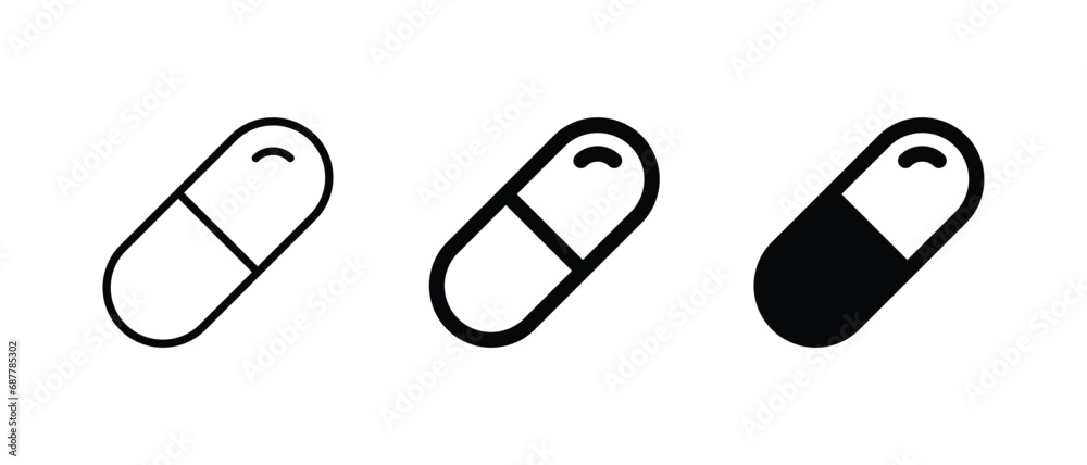Capsule icon set vector illustration for web, ui, and mobile apps - obrazy, fototapety, plakaty 