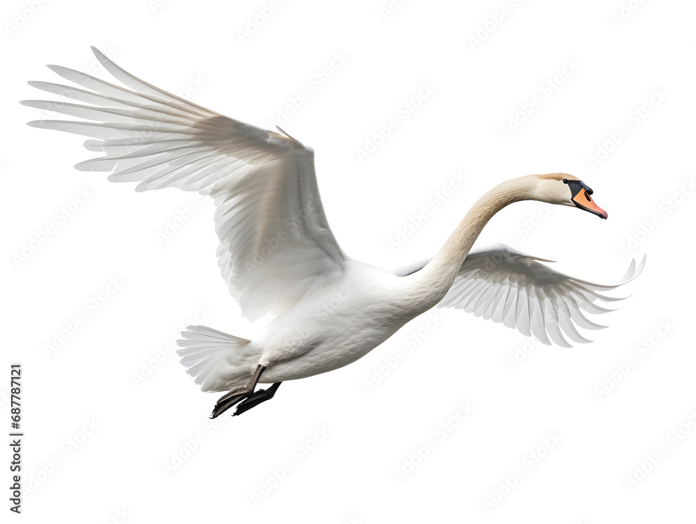 Naklejka premium white swan flying on a transparant background.