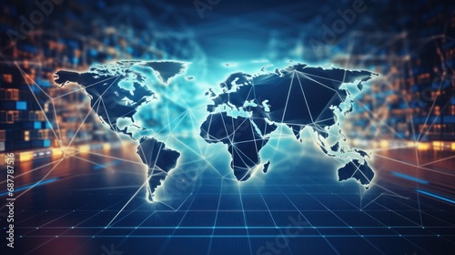 Global Logistics international delivery concept, World map with logistic network distribution on background.background for Concept of fast or instant shipping, Online goods orders worldwide