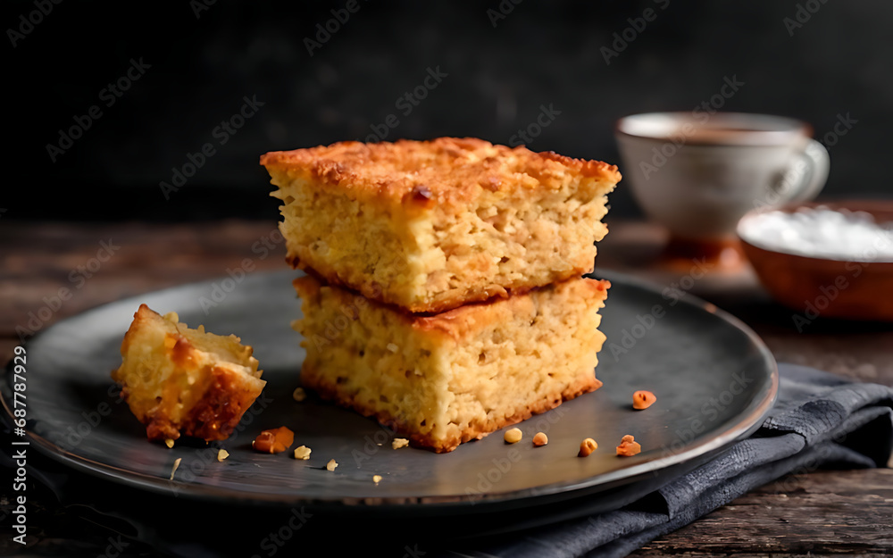 Capture the essence of Cornbread in a mouthwatering food photography shot Generative AI Capture the essence of Cornbread in a mouthwatering food photography shot Generative AI