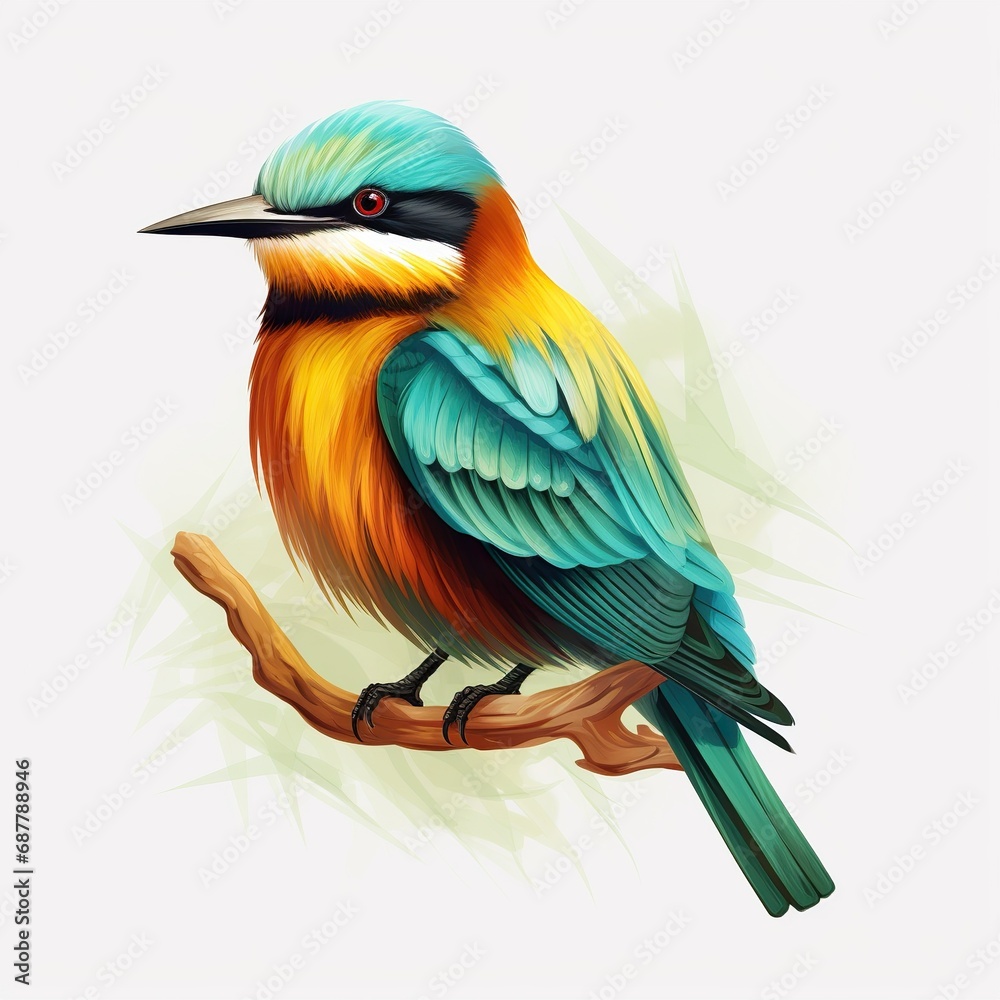Fototapeta premium European Bee-eater Full body on white background