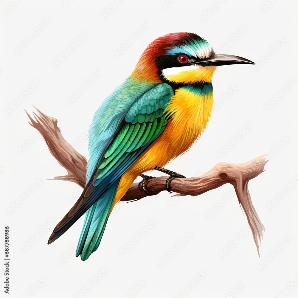 Fototapeta premium European Bee-eater Full body on white background