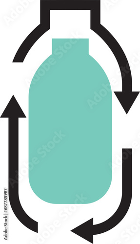 recycle plastic bottle logo icon line outline monoline color fill style