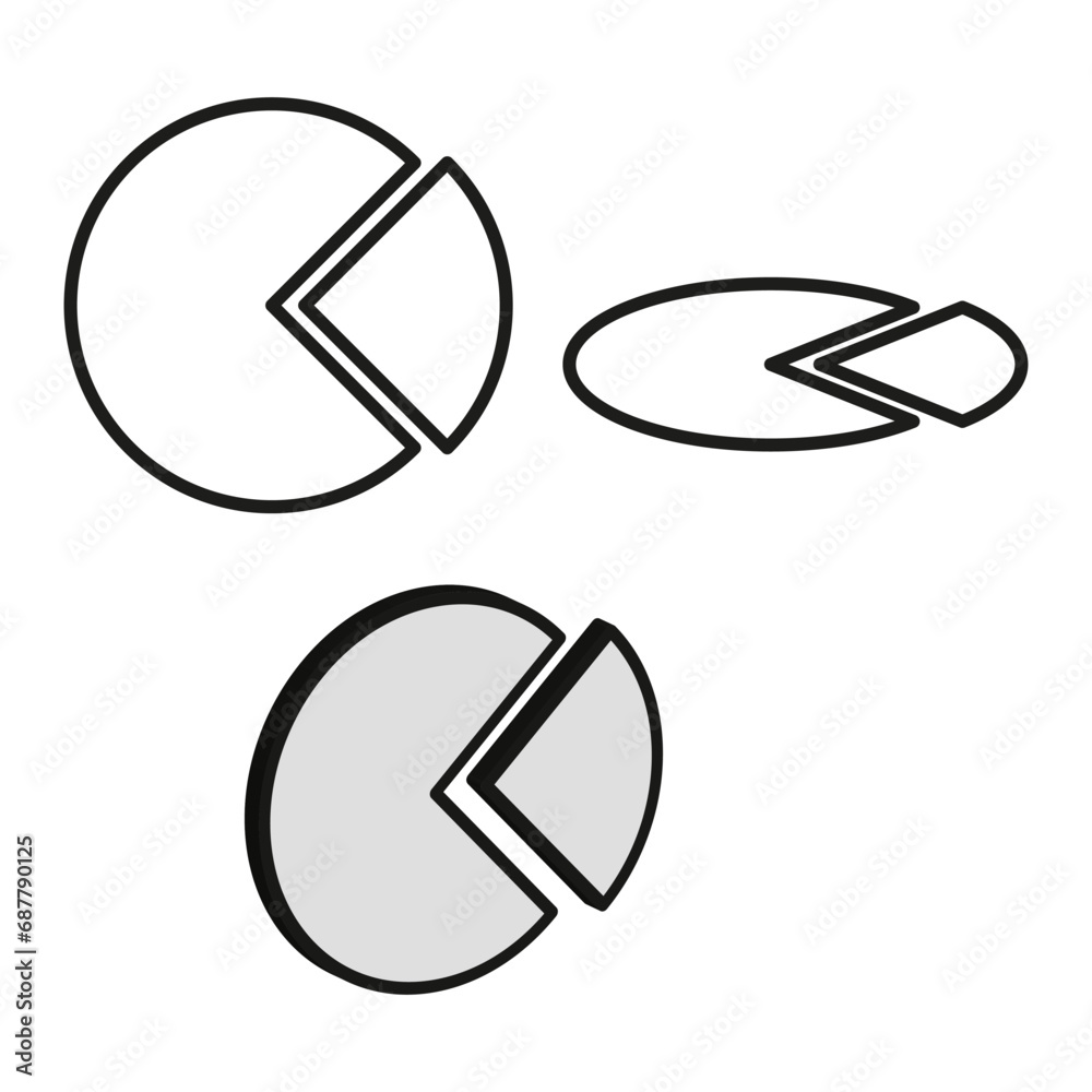 Pictograph of graph. Pie chart icon. Vector illustration. EPS 10. Pictograph of graph. Pie chart icon. Vector illustration. EPS 10.