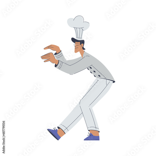 Bakery with Man Baker Character in Uniform Vector Illustration