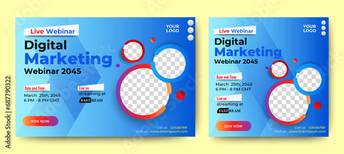 Live webinar online business conference web banner and social media cover template design