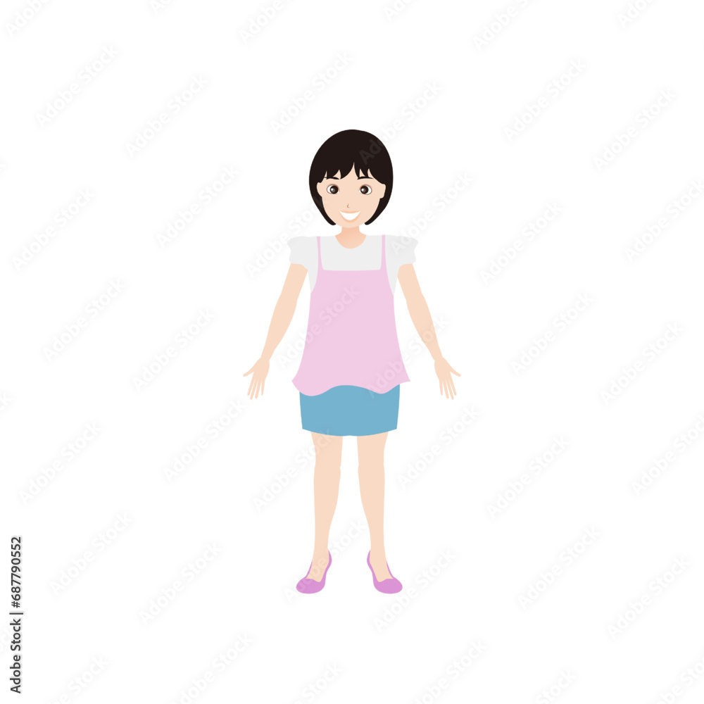 【シンプルな人物イラストセット 全身 女の子01】 キャラクターは各パーツがレイヤーで構成されていて自由にポーズを付けることができます。また、表情も10パターンあり口を動かしたり瞬きすることもできます。A set of face, arm and body parts that can be used for animation and illustrations. DIY kit 【シンプルな人物イラストセット 全身 女の子01】 キャラクターは各パーツがレイヤーで構成されていて自由にポーズを付けることができます。また、表情も10パターンあり口を動かしたり瞬きすることもできます。A set of face, arm and body parts that can be used for animation and illustrations. DIY kit