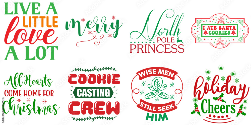 Christmas and Winter Labels And Badges Collection Christmas Vector Illustration for Book Cover, Printable, Motion Graphics