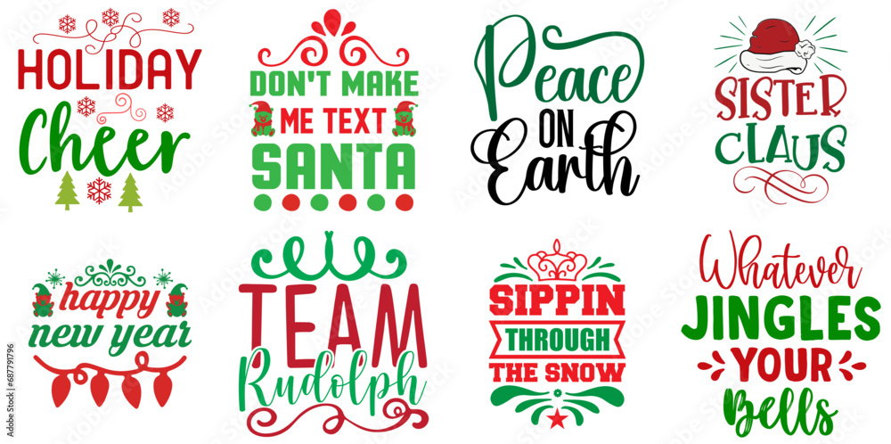 Fototapeta premium Holiday Celebration and Winter Inscription Collection Christmas Vector Illustration for Magazine, Announcement, Logo