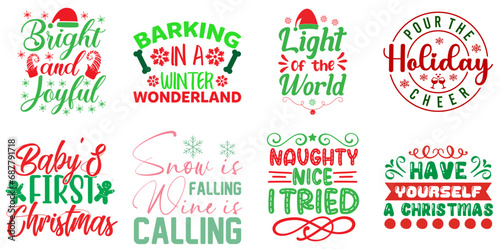 Merry Christmas and Happy New Year Calligraphy Collection Christmas Vector Illustration for Decal  Icon  Label