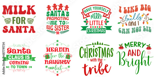 Christmas and Winter Typographic Emblems Bundle Christmas Vector Illustration for Stationery  Advertisement  Holiday Cards