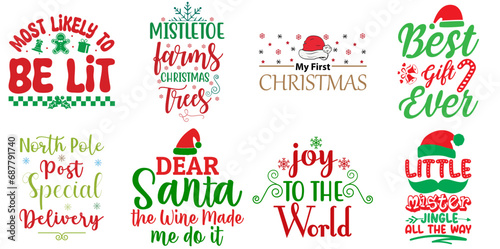 Merry Christmas and New Year Hand Lettering Collection Christmas Vector Illustration for Announcement, Advertising, Stationery