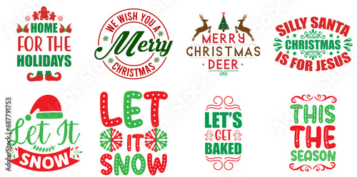 Christmas and New Year Phrase Bundle Christmas Vector Illustration for Announcement, Icon, Advertising