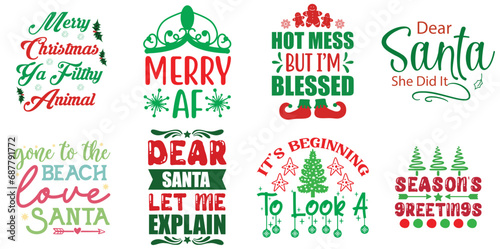 Happy Holiday and Winter Quotes Set Christmas Vector Illustration for Infographic, Gift Card, Label