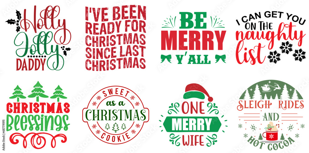 Merry Christmas Hand Lettering Set Christmas Vector Illustration for Presentation, Greeting Card, Announcement Merry Christmas Hand Lettering Set Christmas Vector Illustration for Presentation, Greeting Card, Announcement