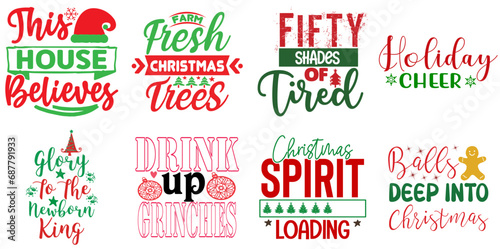Merry Christmas and Holiday Celebration Typography Bundle Christmas Vector Illustration for Bookmark  Motion Graphics  Social Media Post