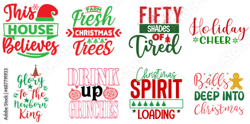 Merry Christmas and Holiday Celebration Typography Bundle Christmas Vector Illustration for Bookmark, Motion Graphics, Social Media Post