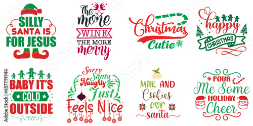 Christmas and New Year Calligraphy Set Christmas Vector Illustration for T-Shirt Design  Advertising  Infographic