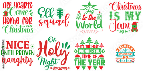 Merry Christmas Inscription Set Christmas Vector Illustration for Brochure  Packaging  T-Shirt Design