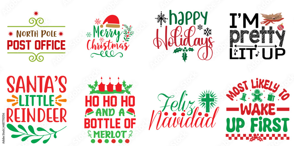 Christmas and Winter Labels And Badges Set Christmas Vector Illustration for Postcard, Mug Design, Announcement Christmas and Winter Labels And Badges Set Christmas Vector Illustration for Postcard, Mug Design, Announcement