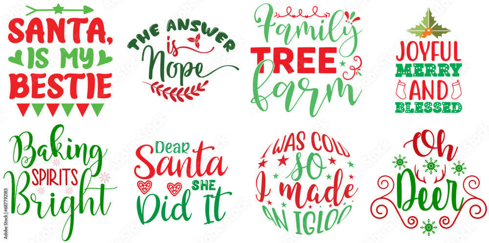 Christmas and Winter Calligraphy Set Christmas Vector Illustration for Postcard, Sticker, Advertisement Christmas and Winter Calligraphy Set Christmas Vector Illustration for Postcard, Sticker, Advertisement