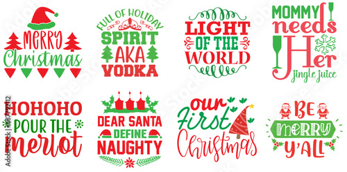 Christmas and New Year Calligraphy Set Christmas Vector Illustration for Magazine, Bookmark, Vouchers
