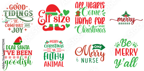 Christmas and Holiday Typographic Emblems Bundle Christmas Vector Illustration for Presentation, Packaging, Book Cover